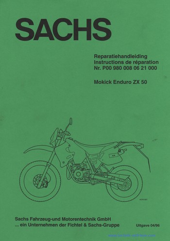 SACHS ZX 50 Enduro Reparaturanleitung für Motor und Fahrgestell | Titelseite

