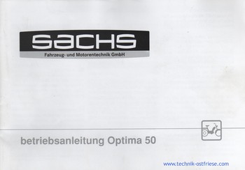 Sachs Optima 50 Betriebsanleitung Titelseite
