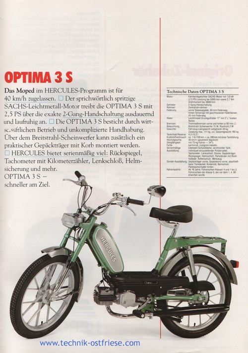 Hercules Optima 3S | Technische Daten | Das Moped für den wirtschaftlichen Betrieb | Schneller am Ziel
