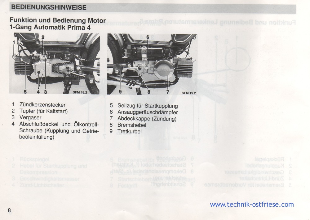 Funktion und Bedienung Motor 1-Gang Automatik Prima 4