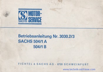 Betriebsanleitung SACHS 504 Titelseite
