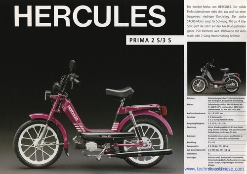 HERCULES PRIMA 2 S / 3 S | Prospekt-Bild | Technische Daten
