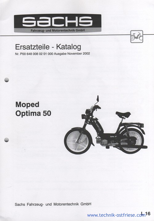 SACHS Optima 50 Moped Ersatzteile-Katalog/Liste
