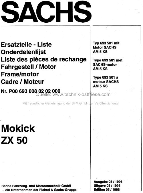 Ersatzteile-Liste SACHS ZX 50